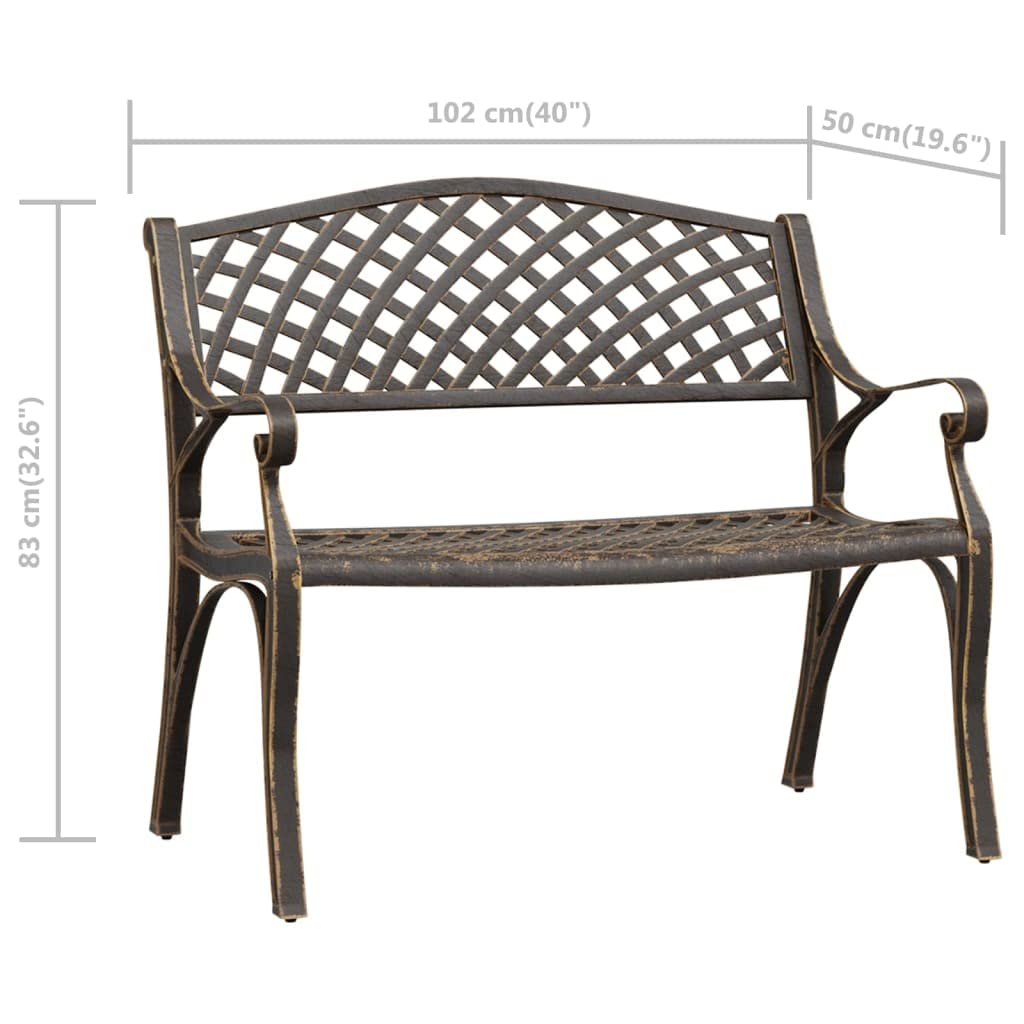 Cast Iron Metal Garden Bench with Antique Bronze Finish R4317