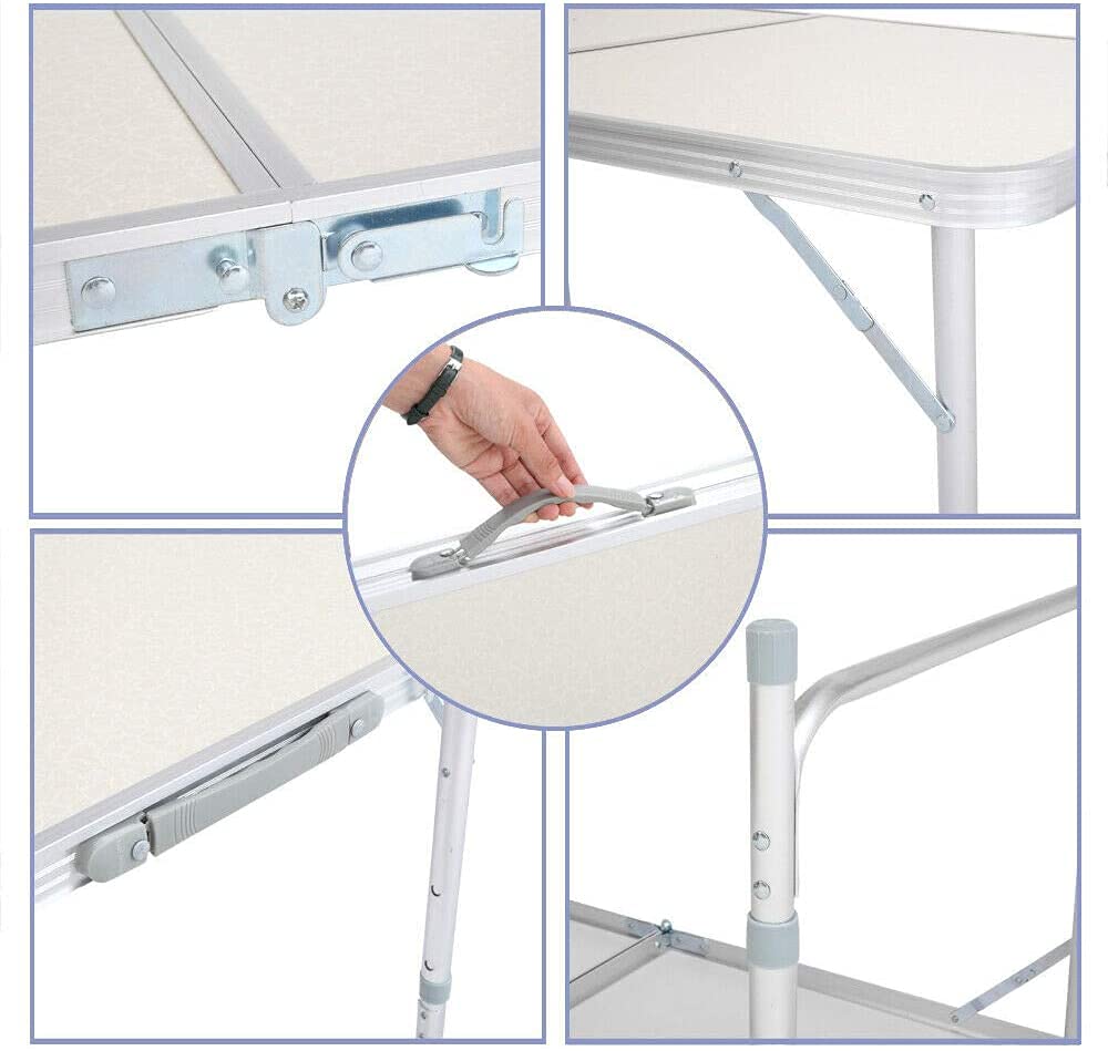 4ft Aluminum Folding Camping Table White I9796