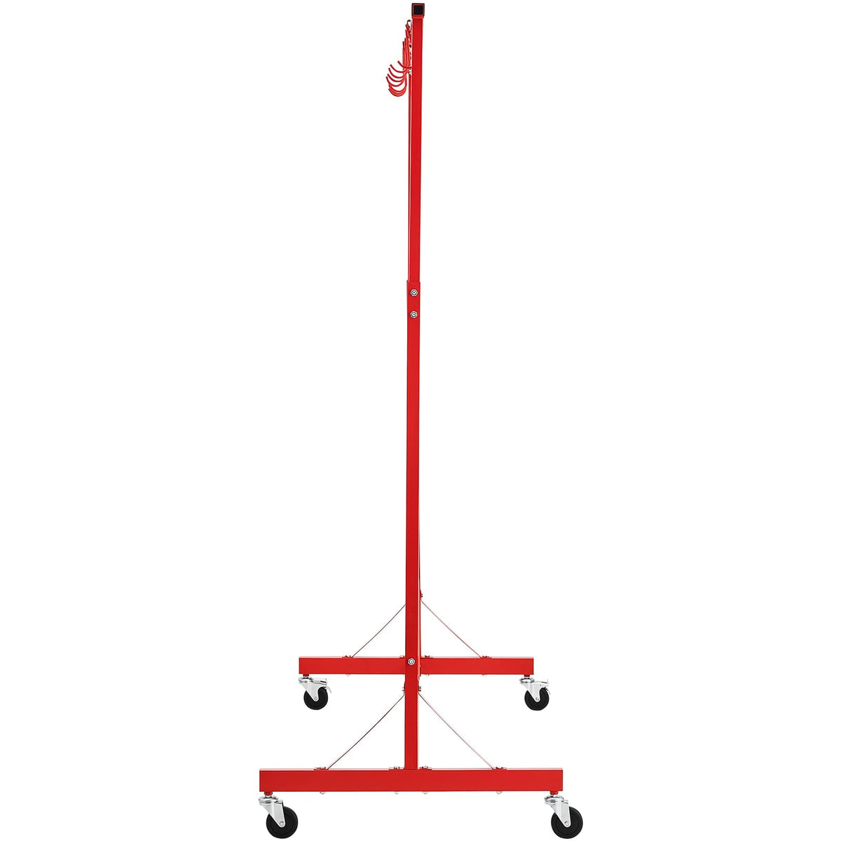Adjustable Height 66 lbs Capacity Painting Rack with 8 Hooks and 4 Swiveling Wheels O437