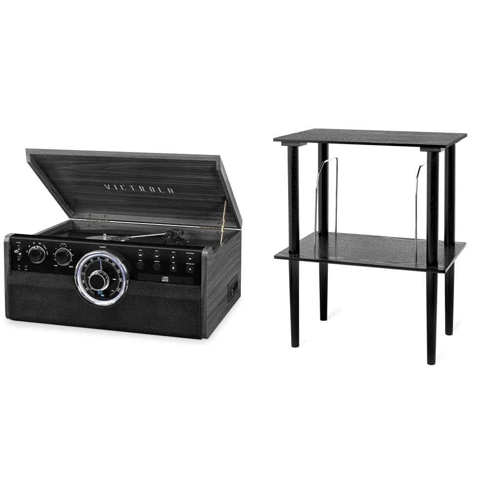 Black 6-in-1 Bluetooth Record Player with Stand O4323