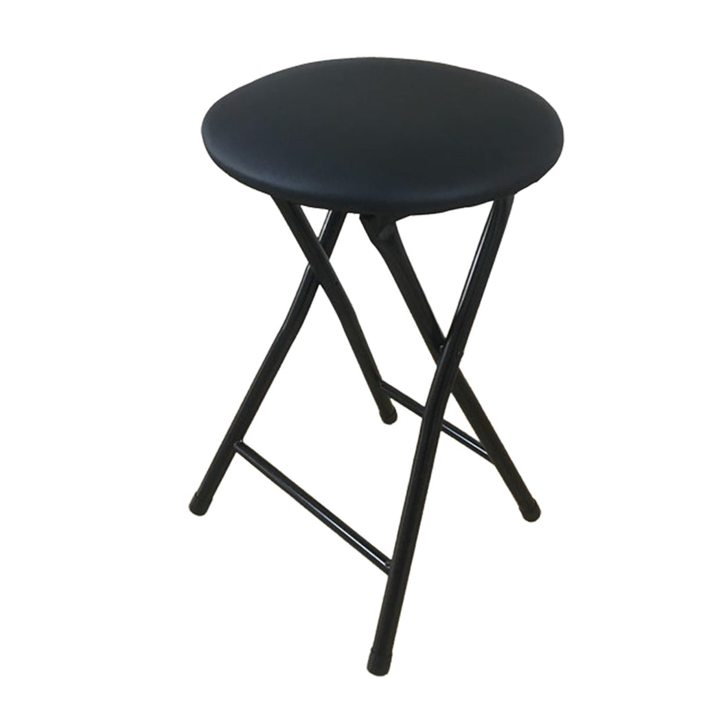 Portable Foldable Stool with Padded Seat 18 Inch Black W6049