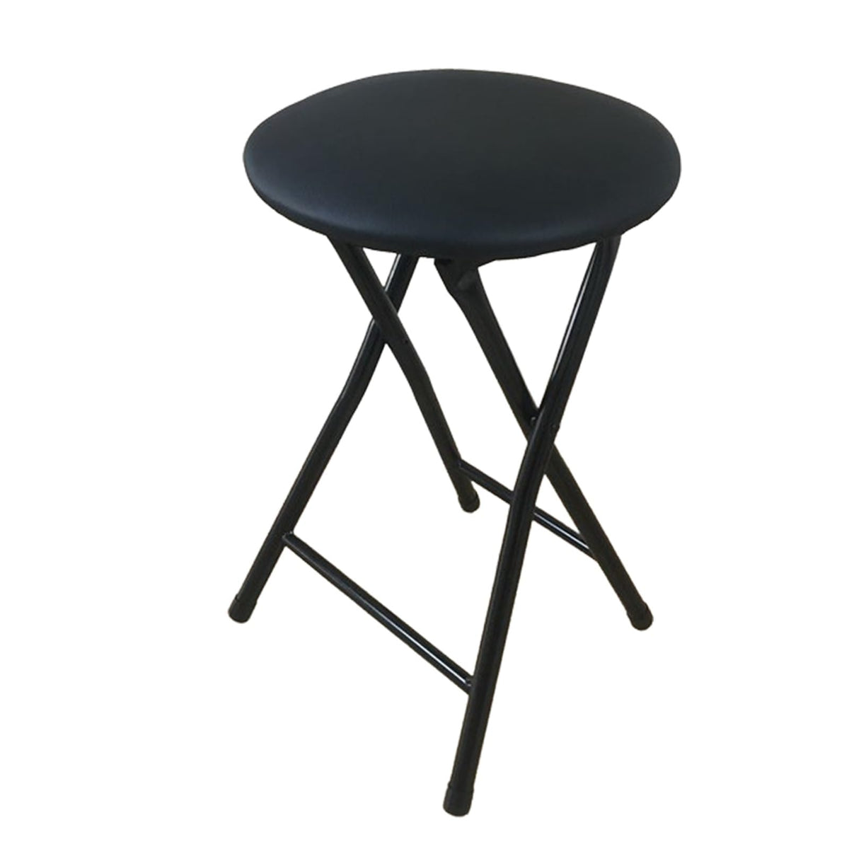 Portable Foldable Stool with Padded Seat 18 Inch Black W6049