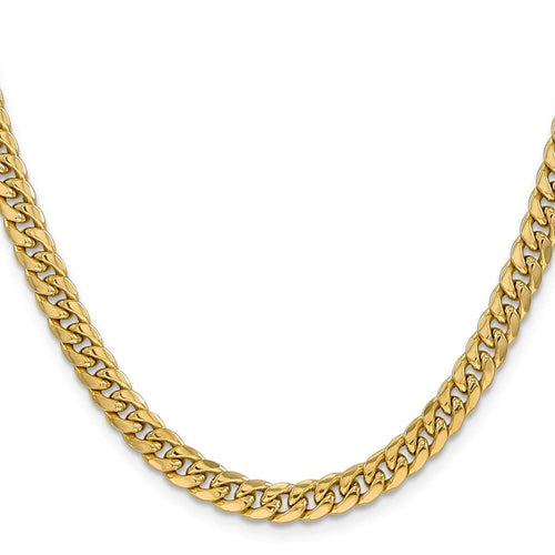 14K Yellow Gold 6mm Miami Cuban Chain Necklace D919