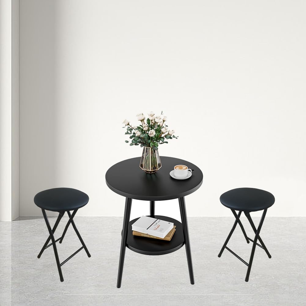 Portable Foldable Stool with Padded Seat 18 Inch Black W6049