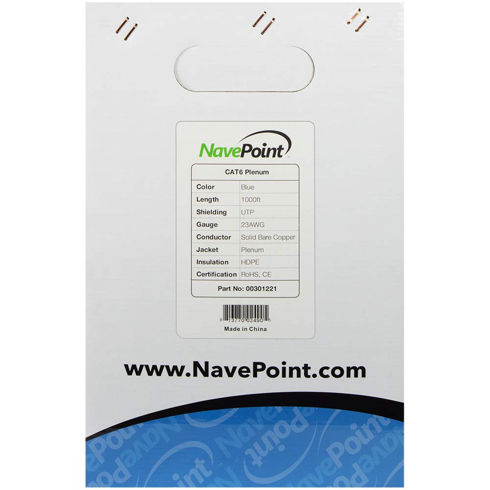 Cat6 Plenum Blue 1000ft Bare Copper Ethernet Cable B9130