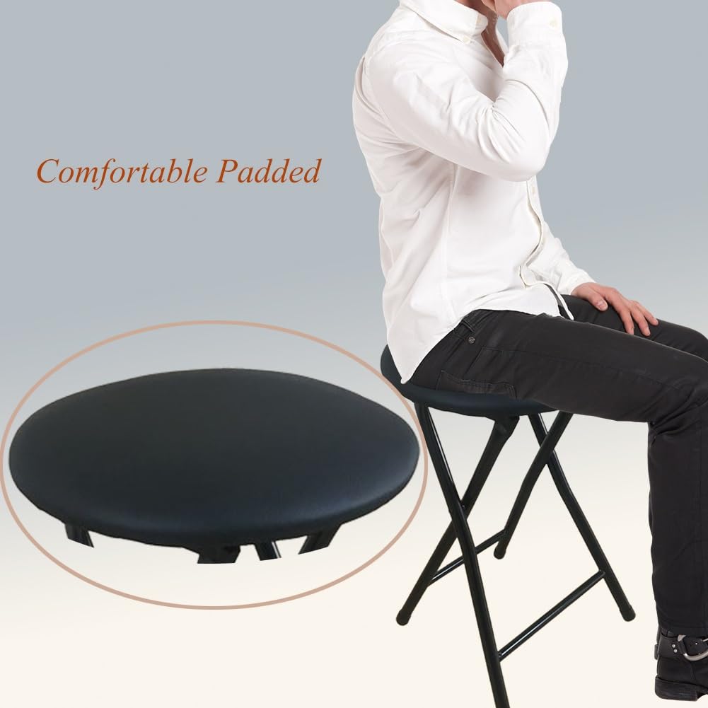 Portable Foldable Stool with Padded Seat 18 Inch Black W6049