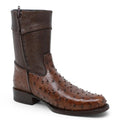 Brown Ostrich Skin Western Cowboy Boots with Zipper T301728