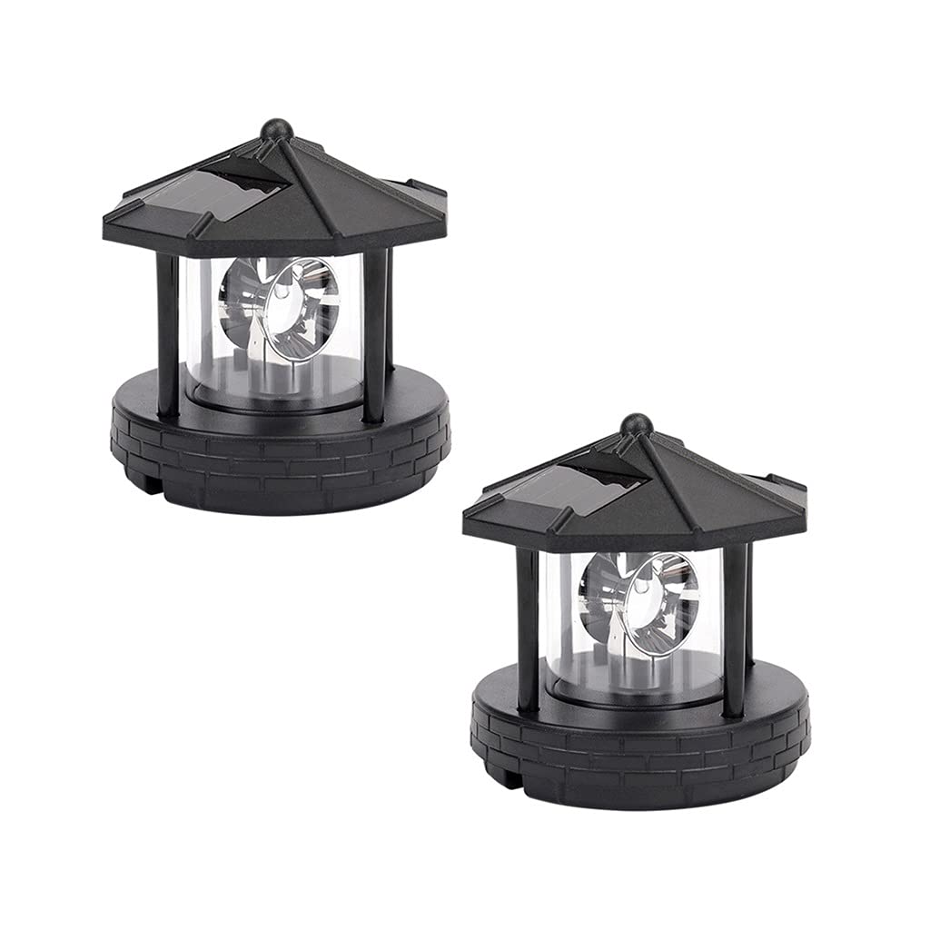 2 Pcs Solar Powered Lighthouse Shape Light D55433