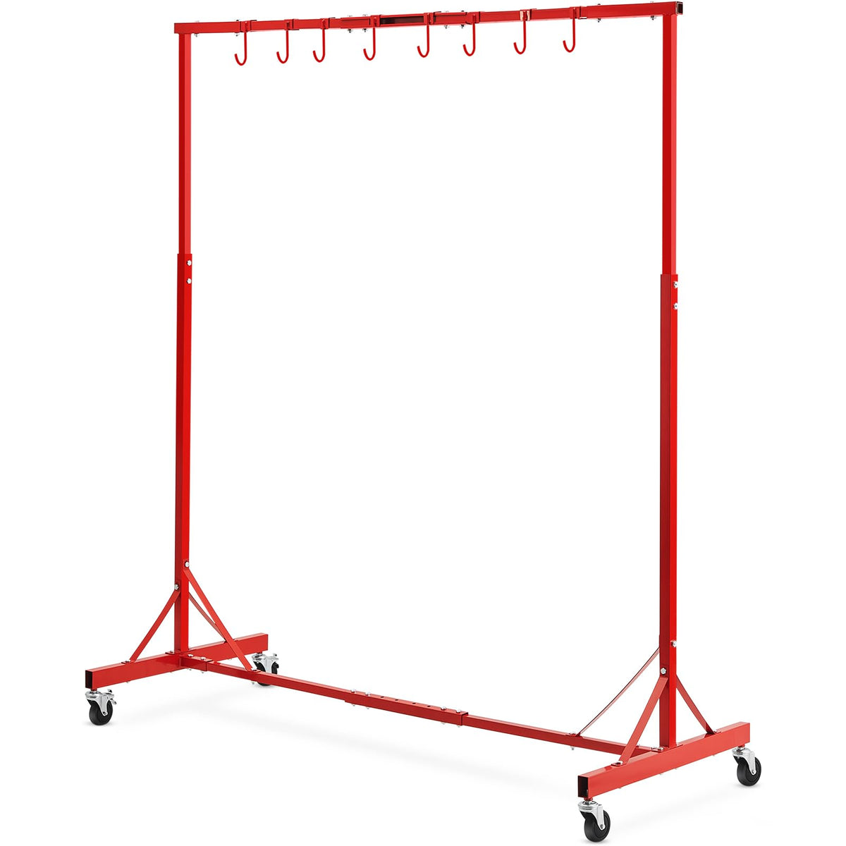 Adjustable Height 66 lbs Capacity Painting Rack with 8 Hooks and 4 Swiveling Wheels O437