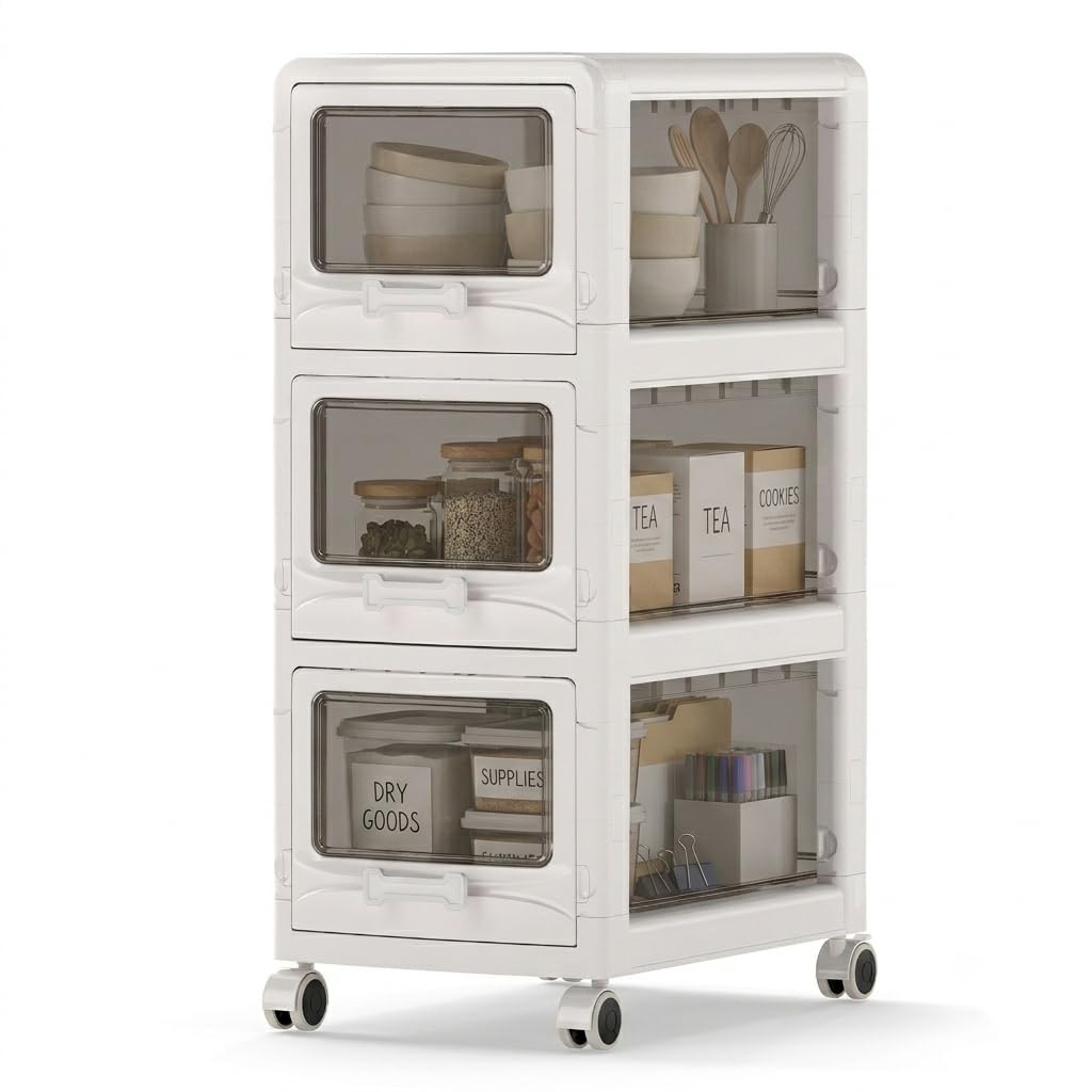 3 Tier Rolling Storage Cart with Drawers U13694