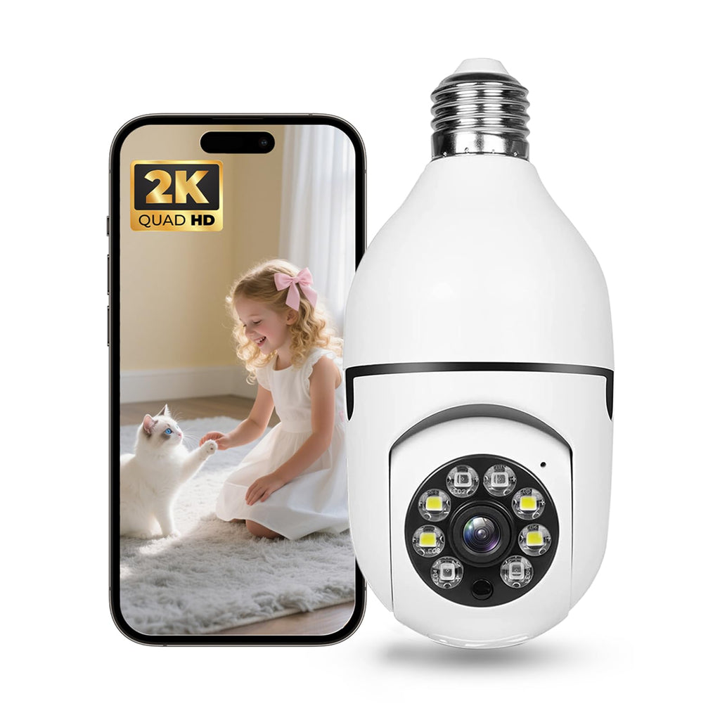 Light Bulb Security Camera 5G 2.4GHz WiFi 2K 3MP Wireless Outdoor X4544