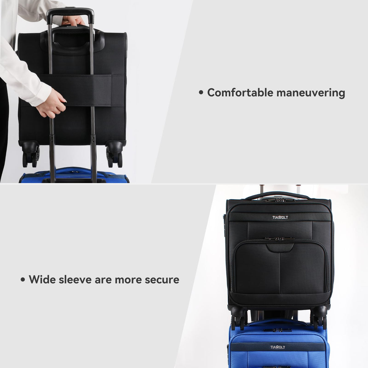 16 Inch Underseat Carry on Luggage with Wheels Black G925