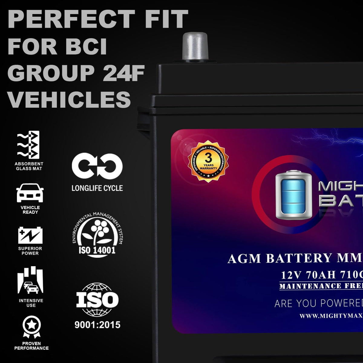 12V 70Ah AGM Replacement Battery R15591