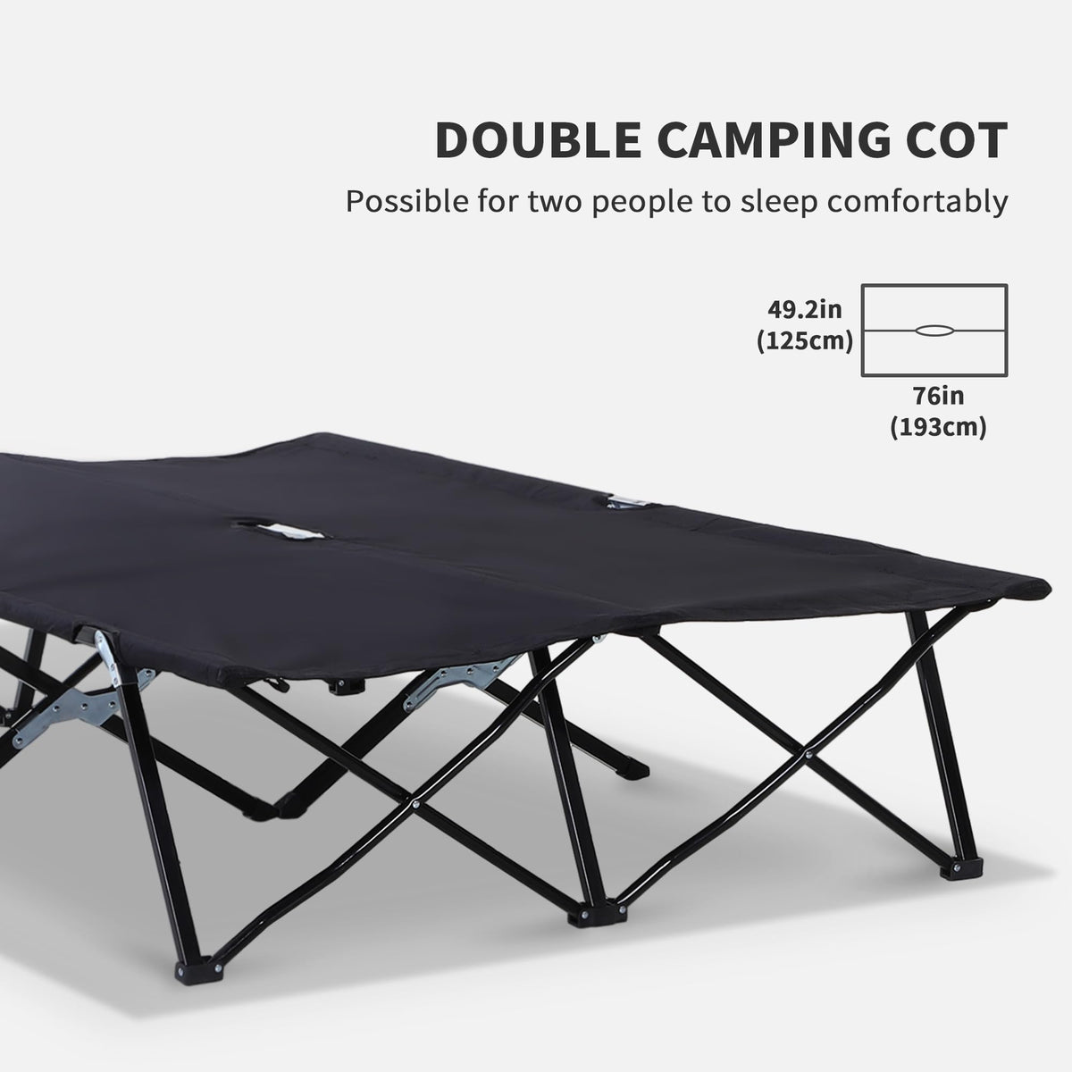 2 Person Folding Camping Cot with Carry Bag, 300 lbs Capacity V334355