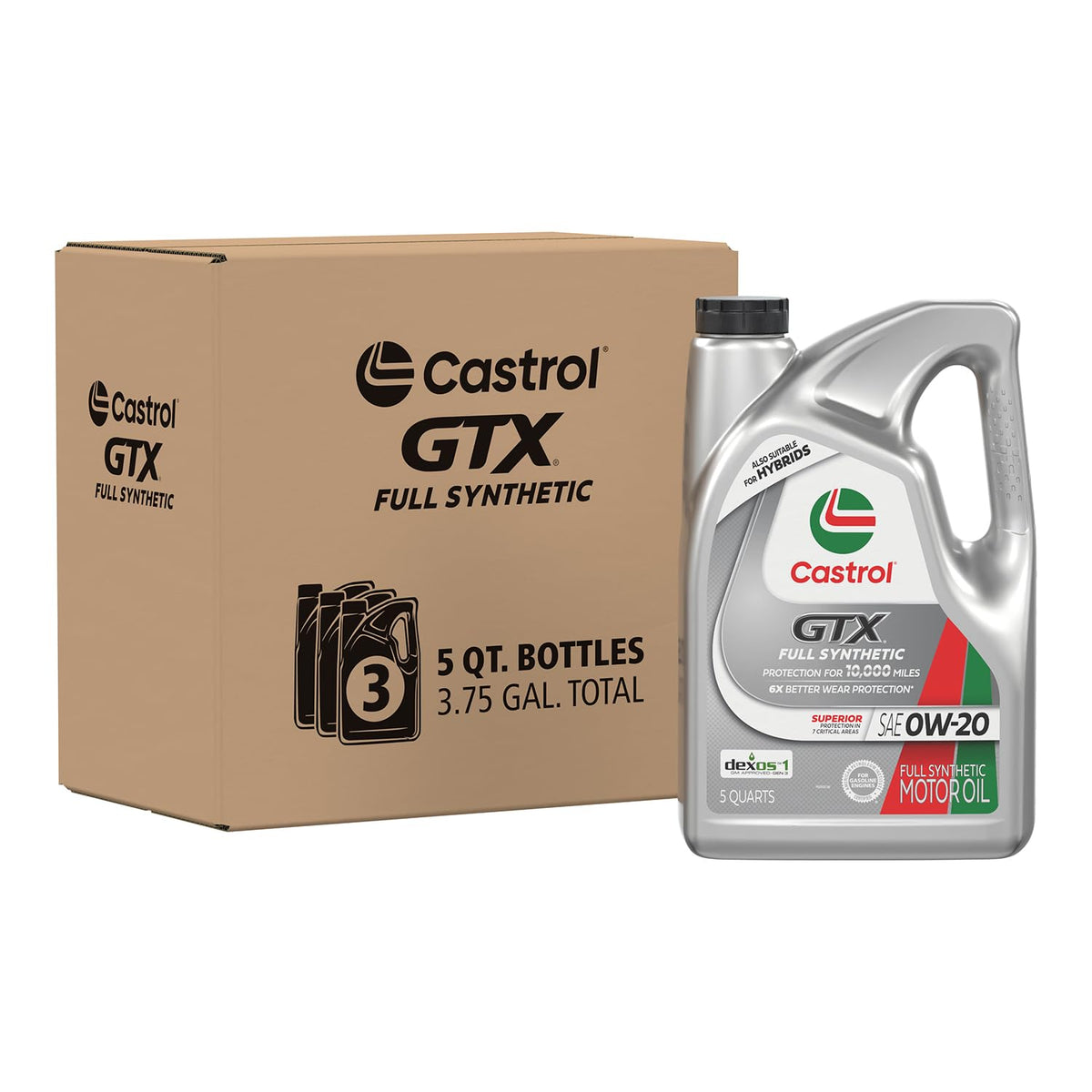 Full Synthetic 0W-20 Motor Oil, 5 Quarts, Pack of 3 Q186758