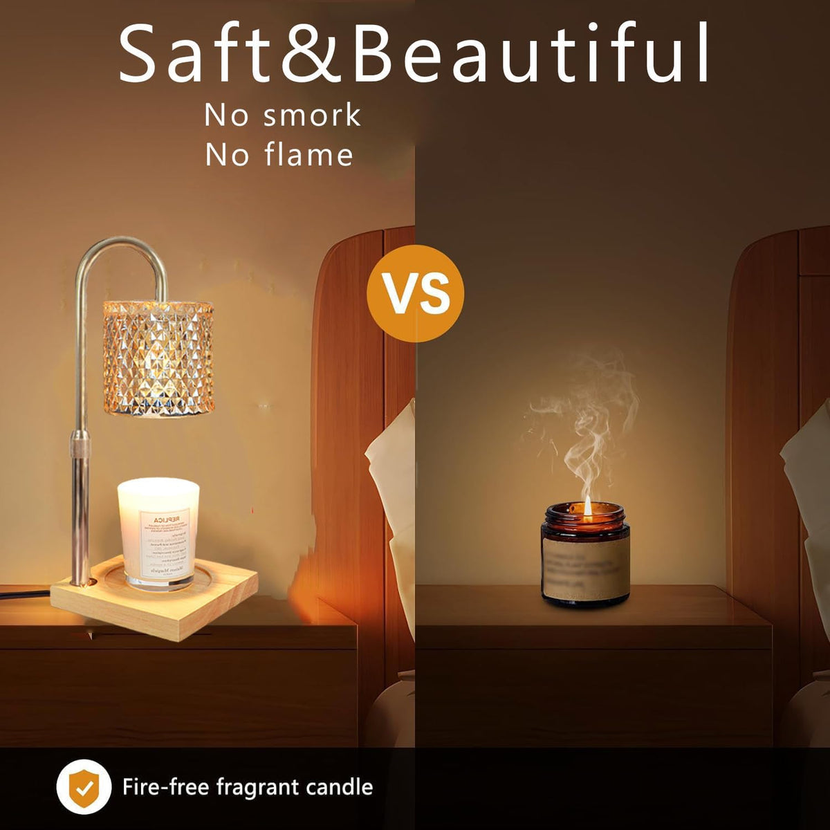 Flameless Candle Warmer Lamp with Timer, Dimmer, and Adjustable Height N552