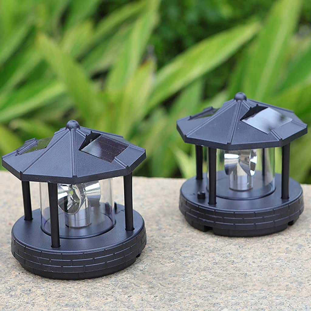 2 Pcs Solar Powered Lighthouse Shape Light D55433