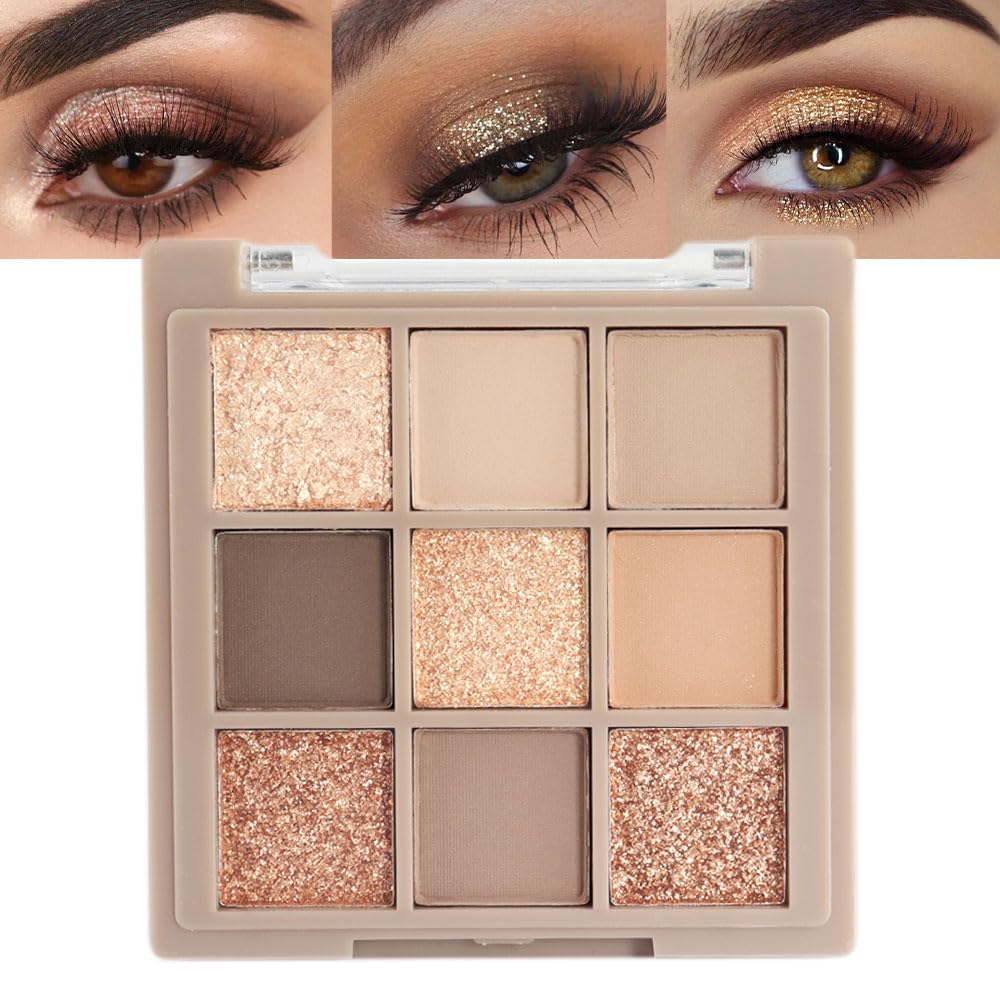 9 Colors Gold Matte Shimmer Vegan Eyeshadow Palette M7513