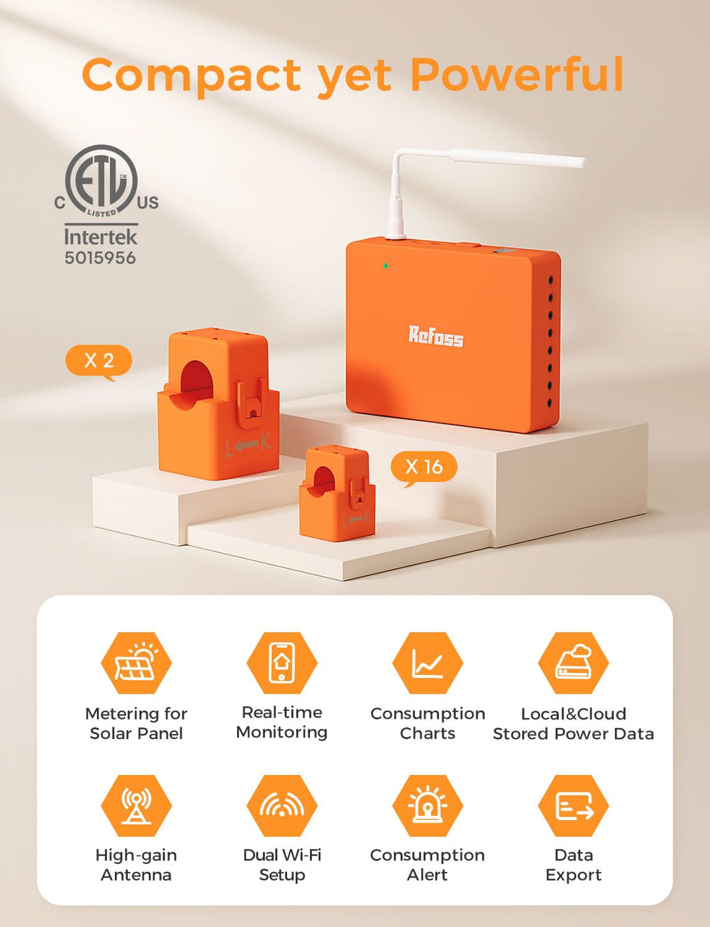 Smart Home Energy Monitor with 16 60A Circuit Sensor D16392