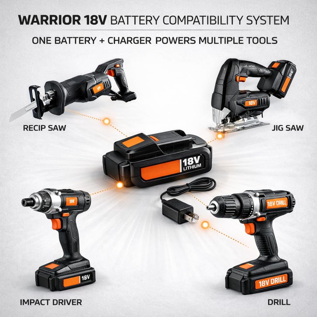 18V Replacement Battery and Charger Kit with 3/8" Cordless Drill Z37596