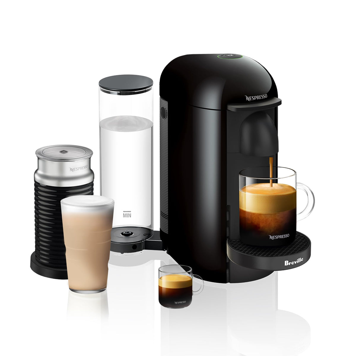 Ink Black Coffee and Espresso Maker with Milk Frother B519