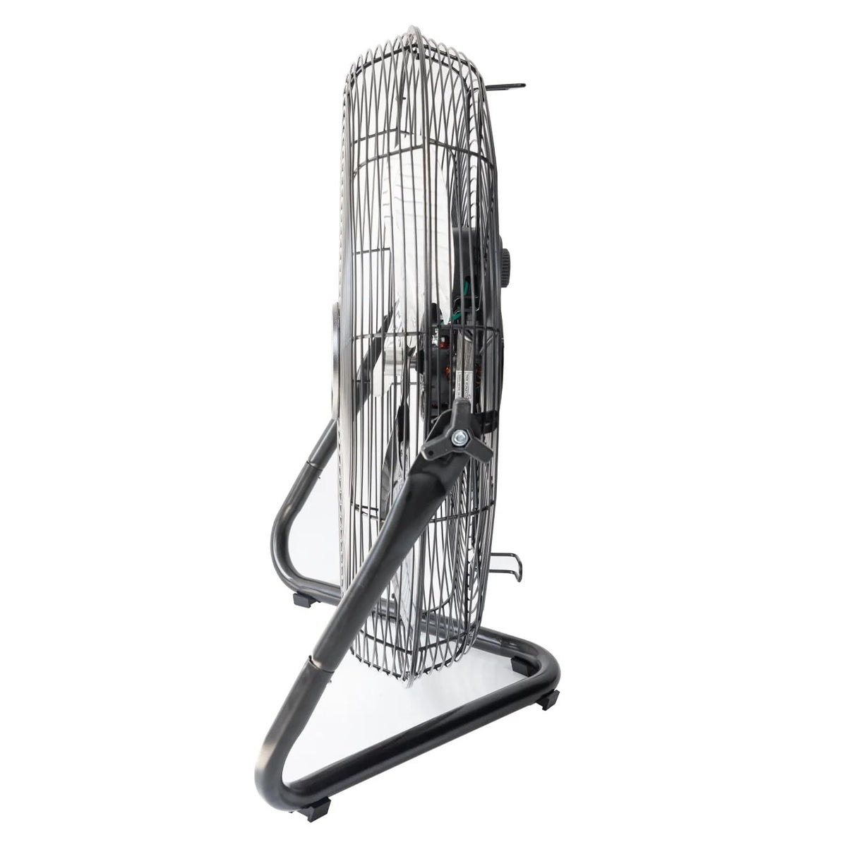 20" 3-Speed Tiltable Black Steel Floor Fan D329