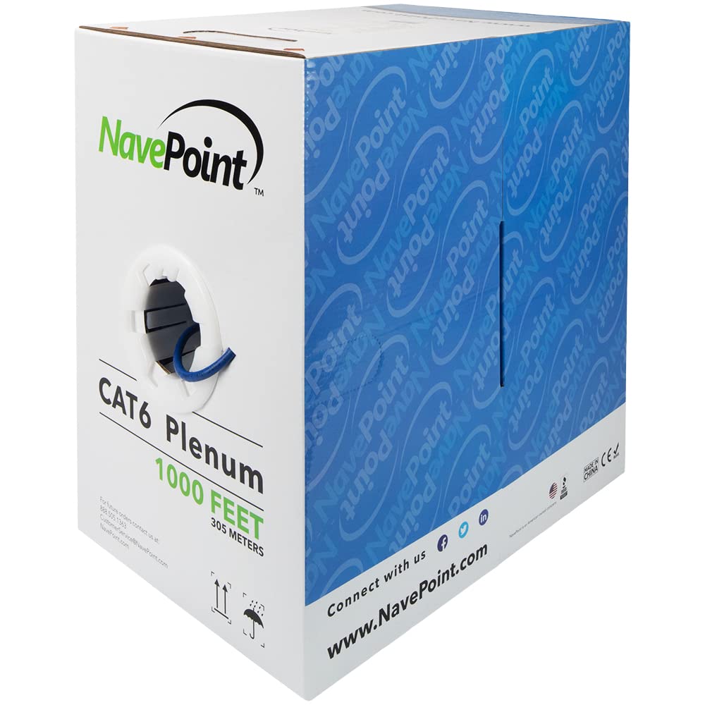 Cat6 Plenum Blue 1000ft Bare Copper Ethernet Cable B9130