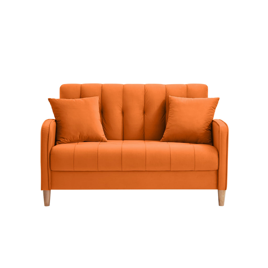 Orange Velvet Tufted Loveseat Sofa X27810