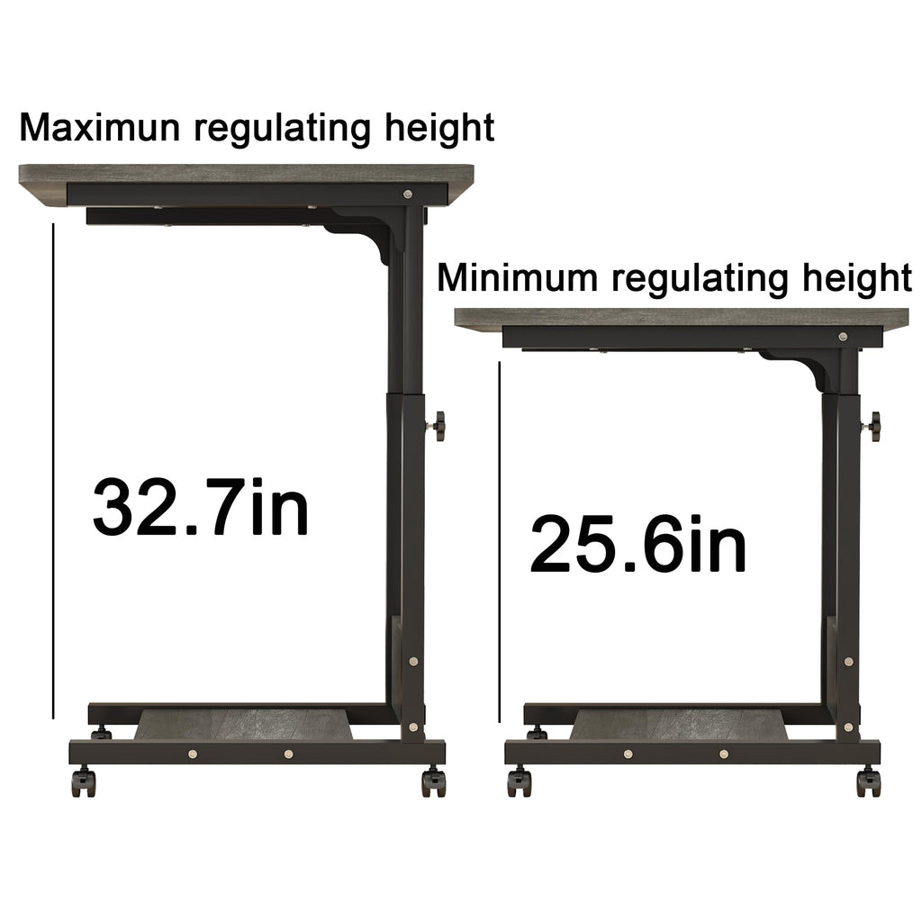 Adjustable Height C Table with Wheels and Storage O77120