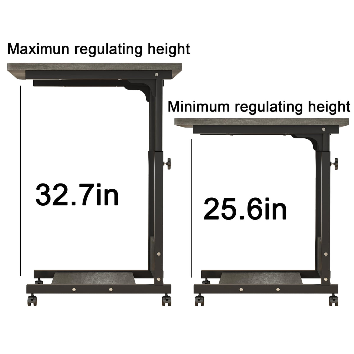 Adjustable Height C Table with Wheels and Storage O77120