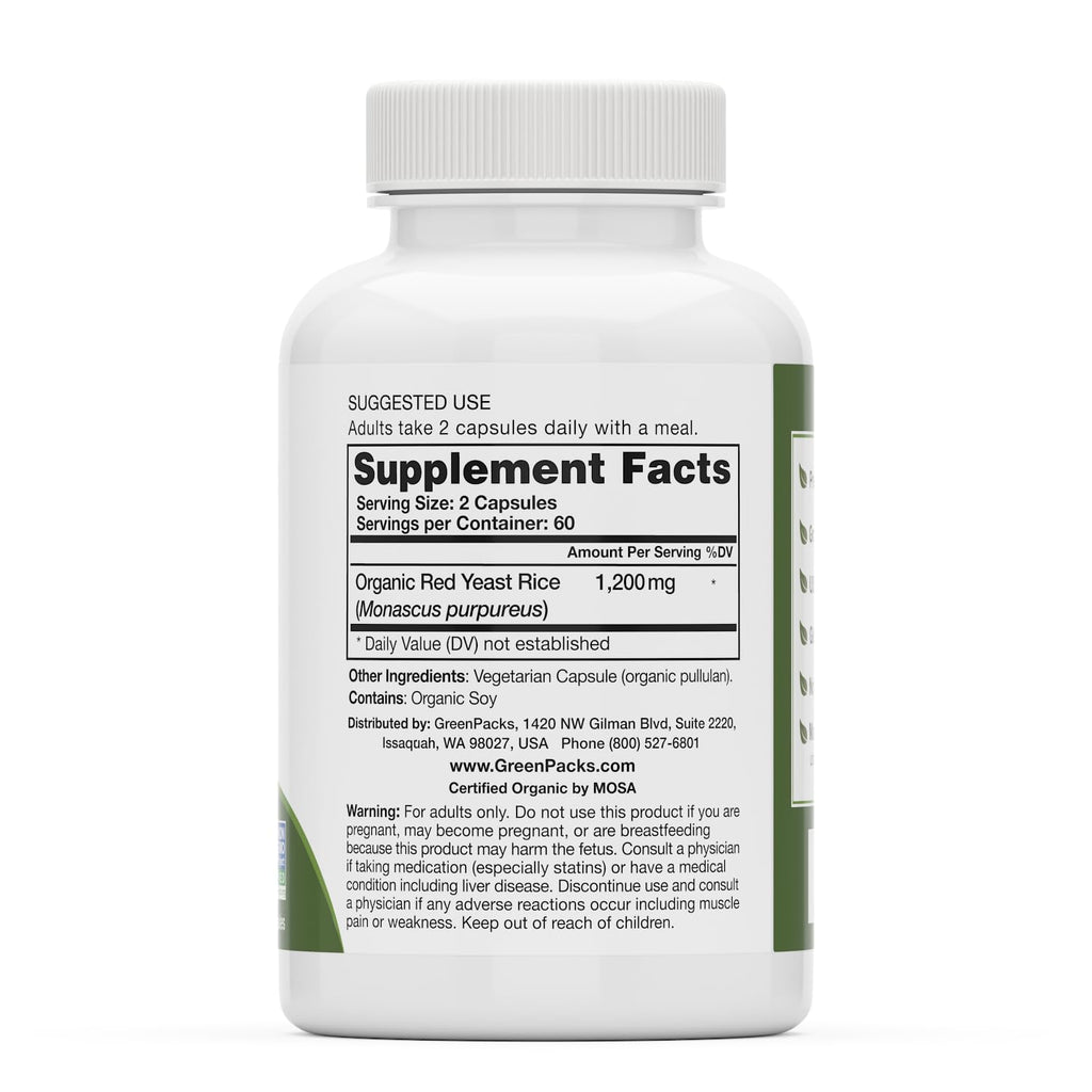 Organic Red Yeast Rice Supplement, 120 Capsules N3314