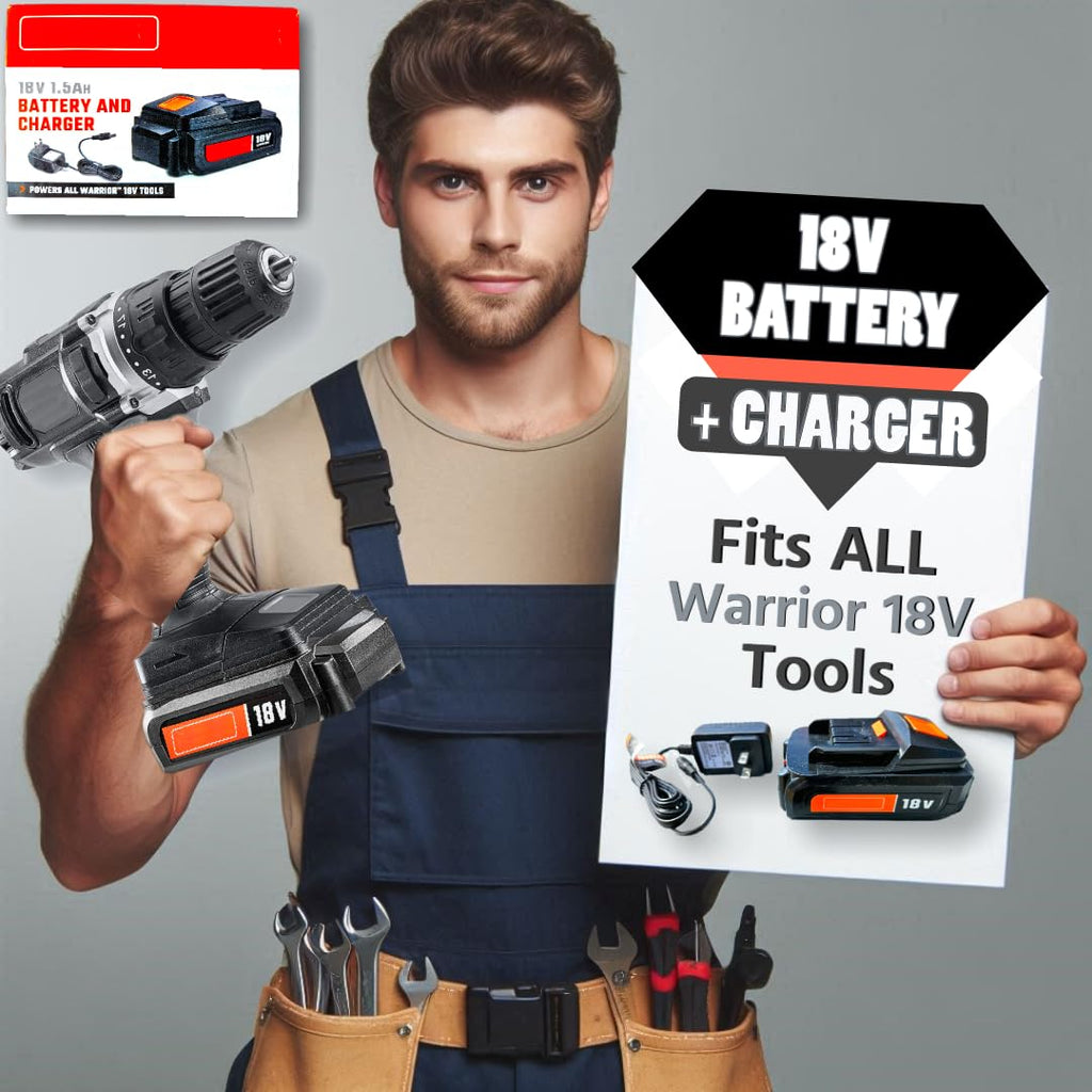 18V Replacement Battery and Charger Kit with 3/8" Cordless Drill Z37596