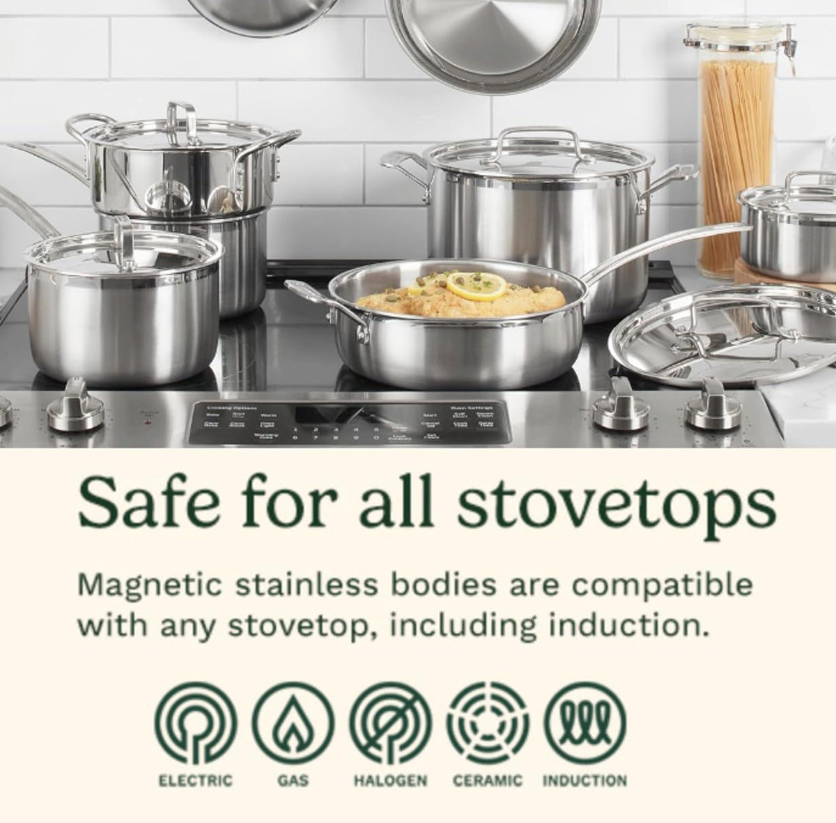Stainless Steel 12 pc Induction Compatible Cookware Set Y96029