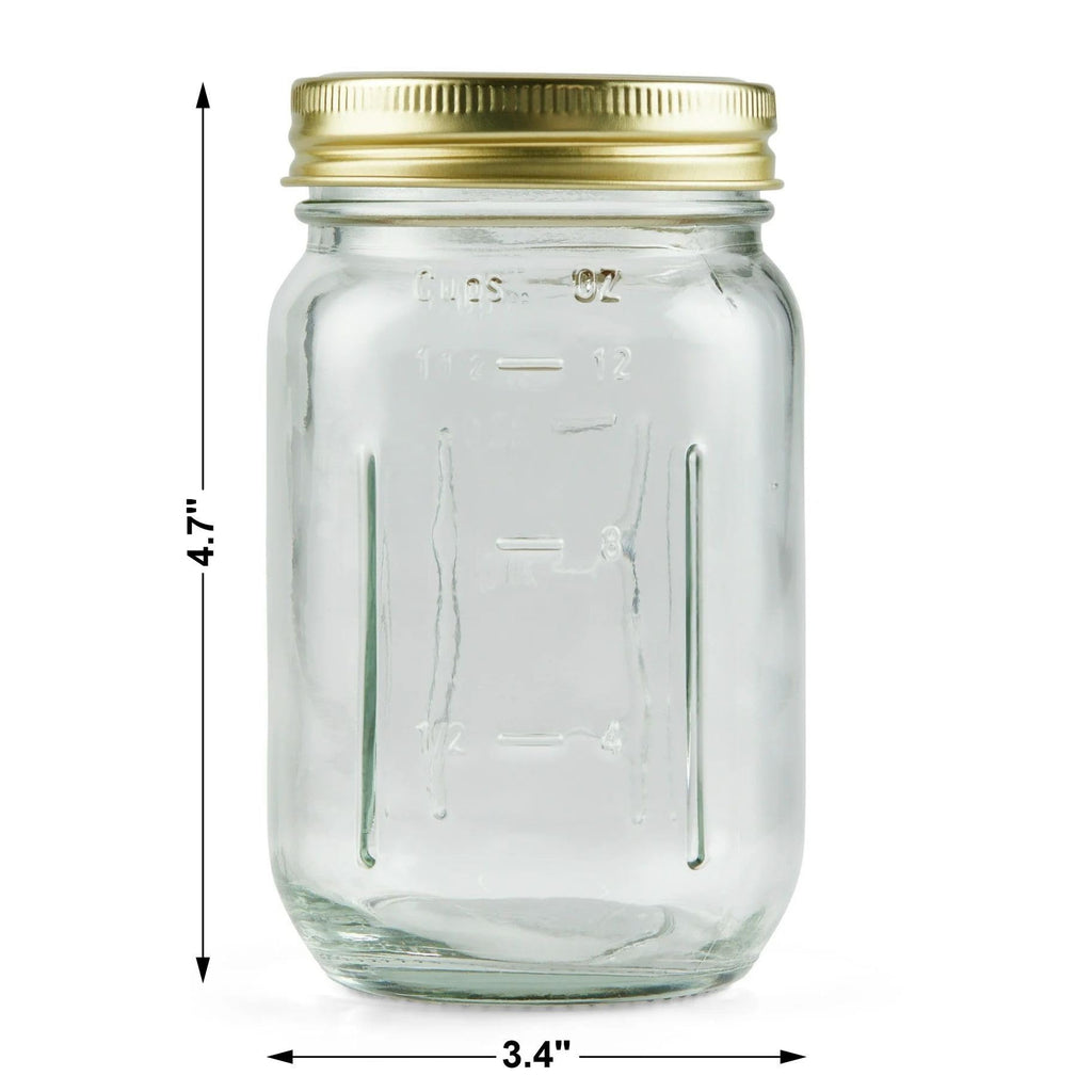 16 oz Regular Mouth Mason Jars with Lids & Rings O4410