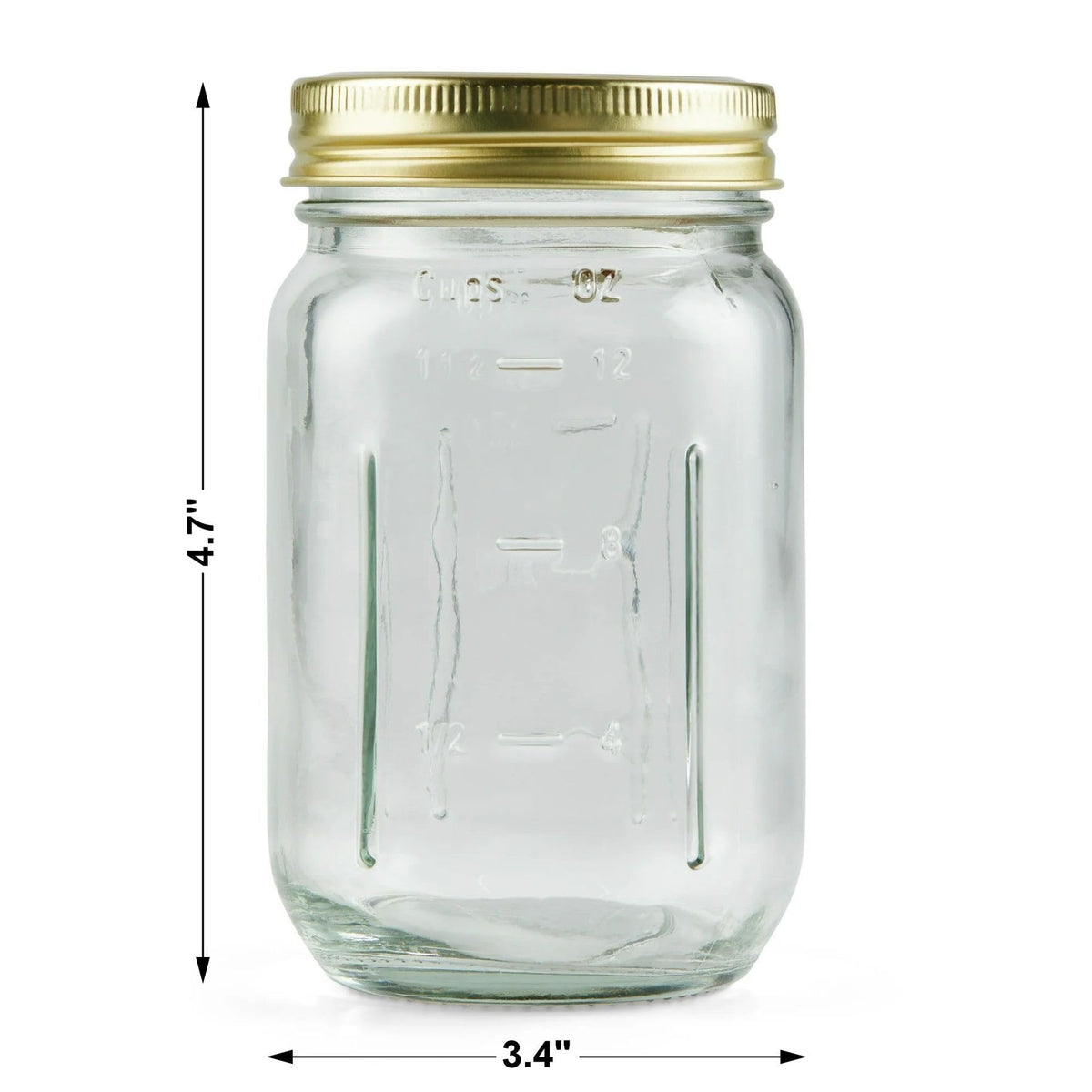 16 oz Regular Mouth Mason Jars with Lids & Rings O4410