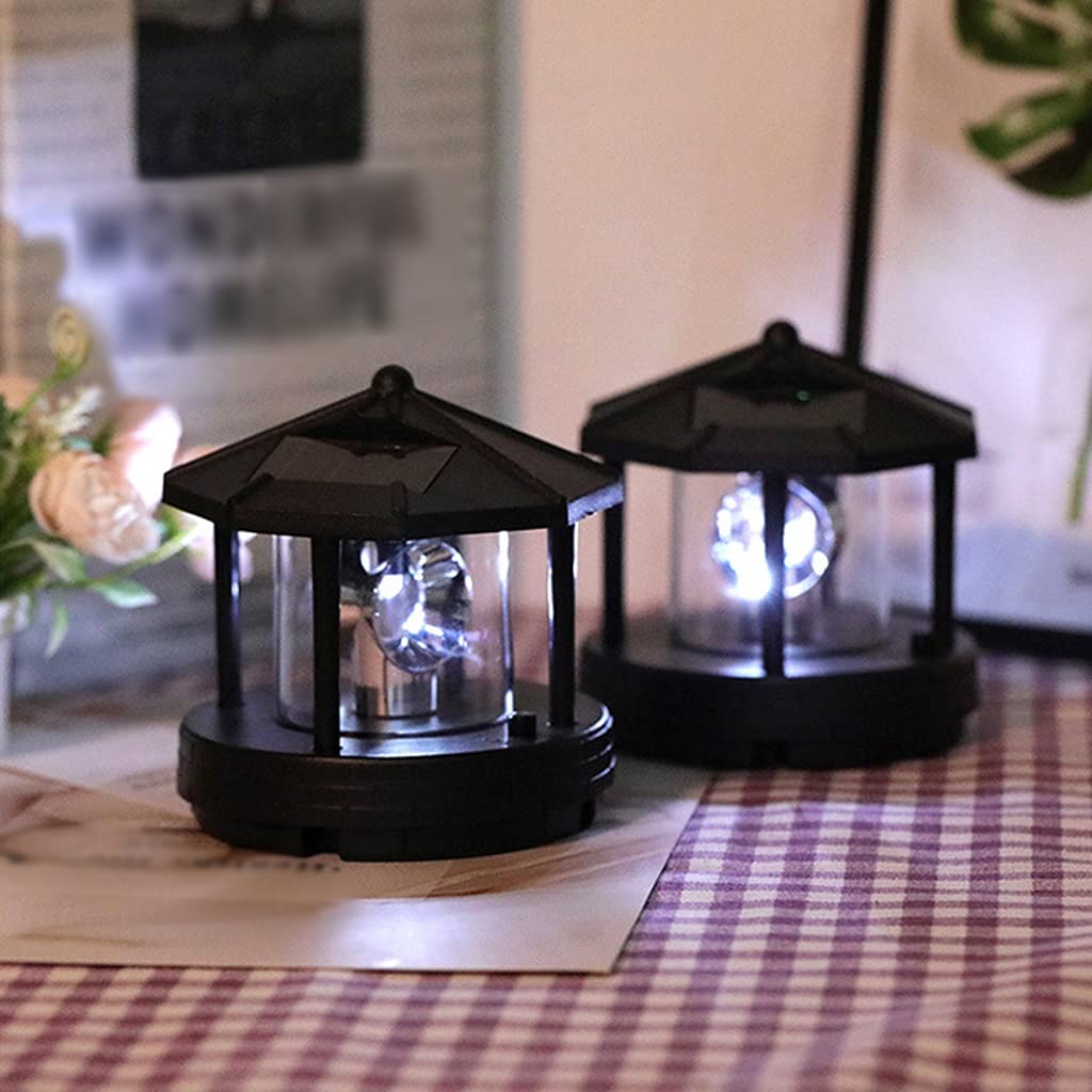 2 Pcs Solar Powered Lighthouse Shape Light D55433