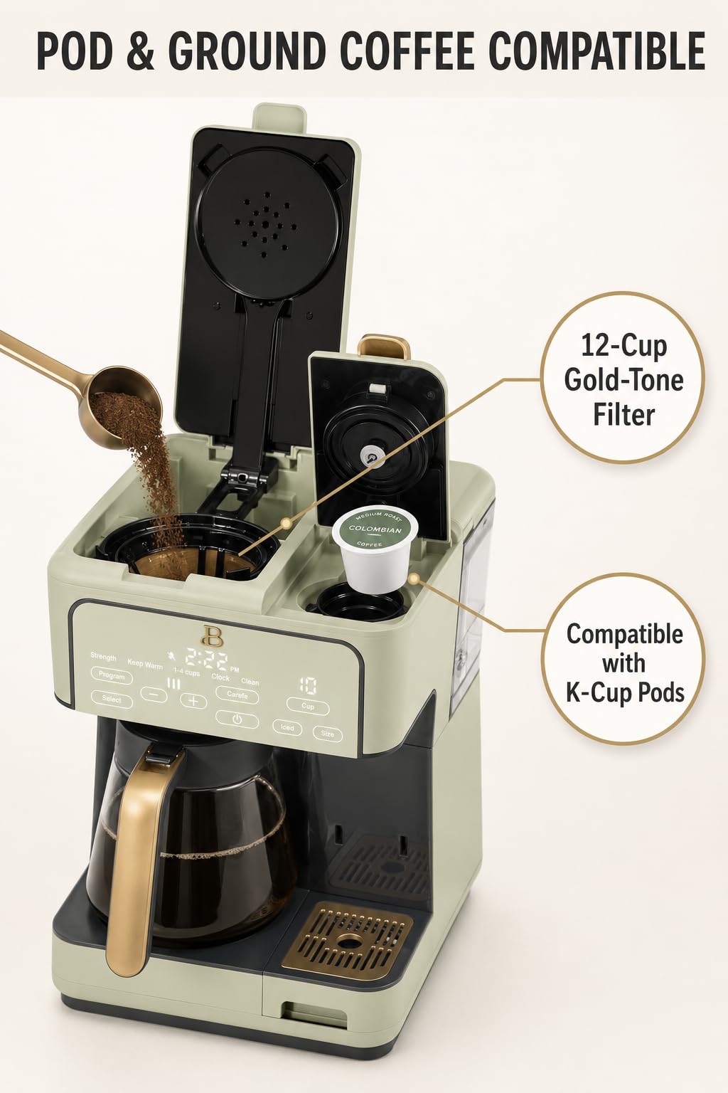 12 Cup Programmable Drip Coffee Maker with Reusable Filter S7602