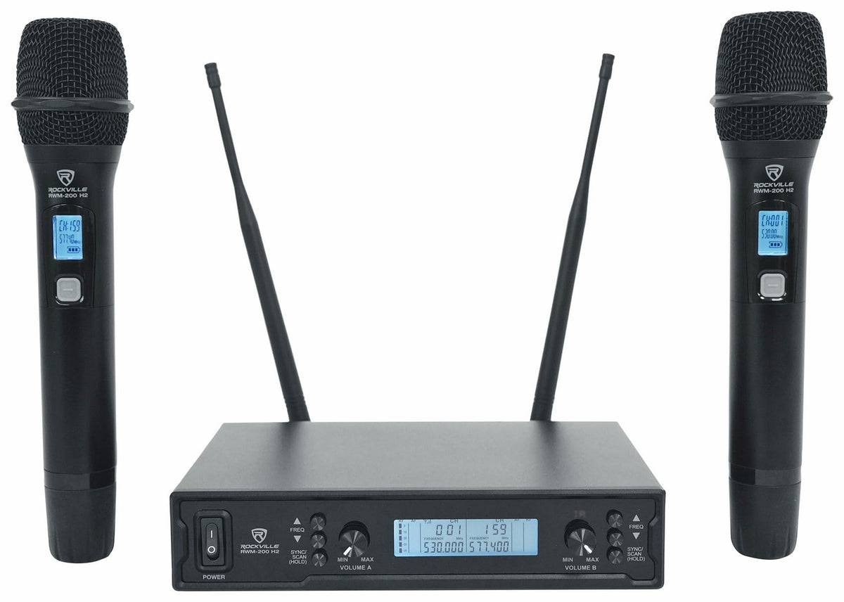 10" PA Speaker Pair with Mixer and Wireless Mics W354106