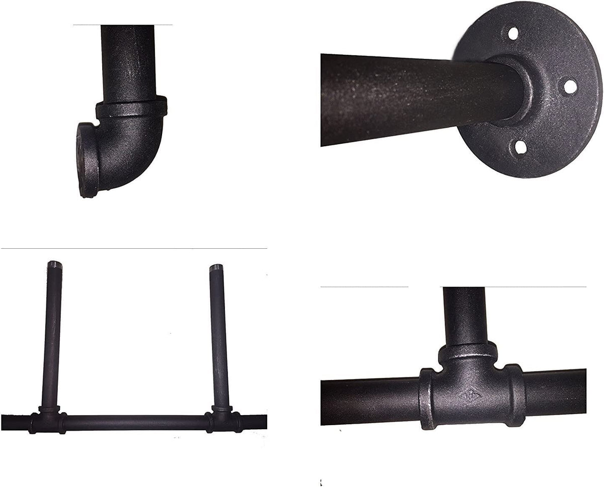 14" Deep 2Pcs Industrial Retro Wall Mount Iron Pipe Shelf T967