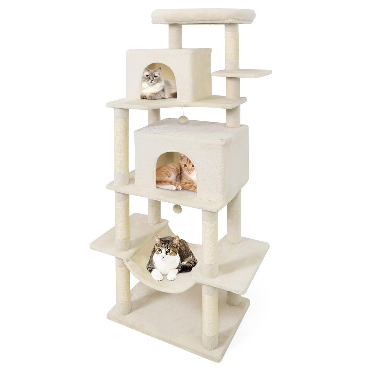 70 Inch Multi-Level Cat Tree with Sisal Scratching Posts and Condos B4723