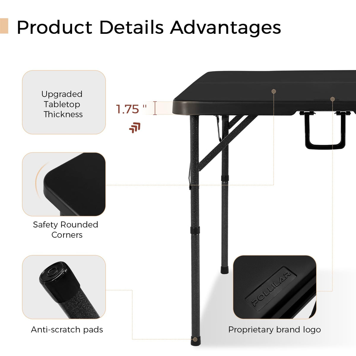 34" Black Folding Card Table A41523