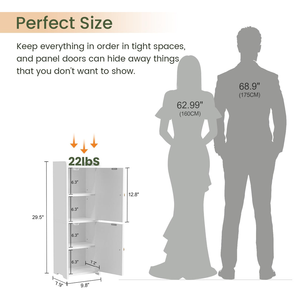 White Bathroom Storage Cabinet with 2 Doors T58000
