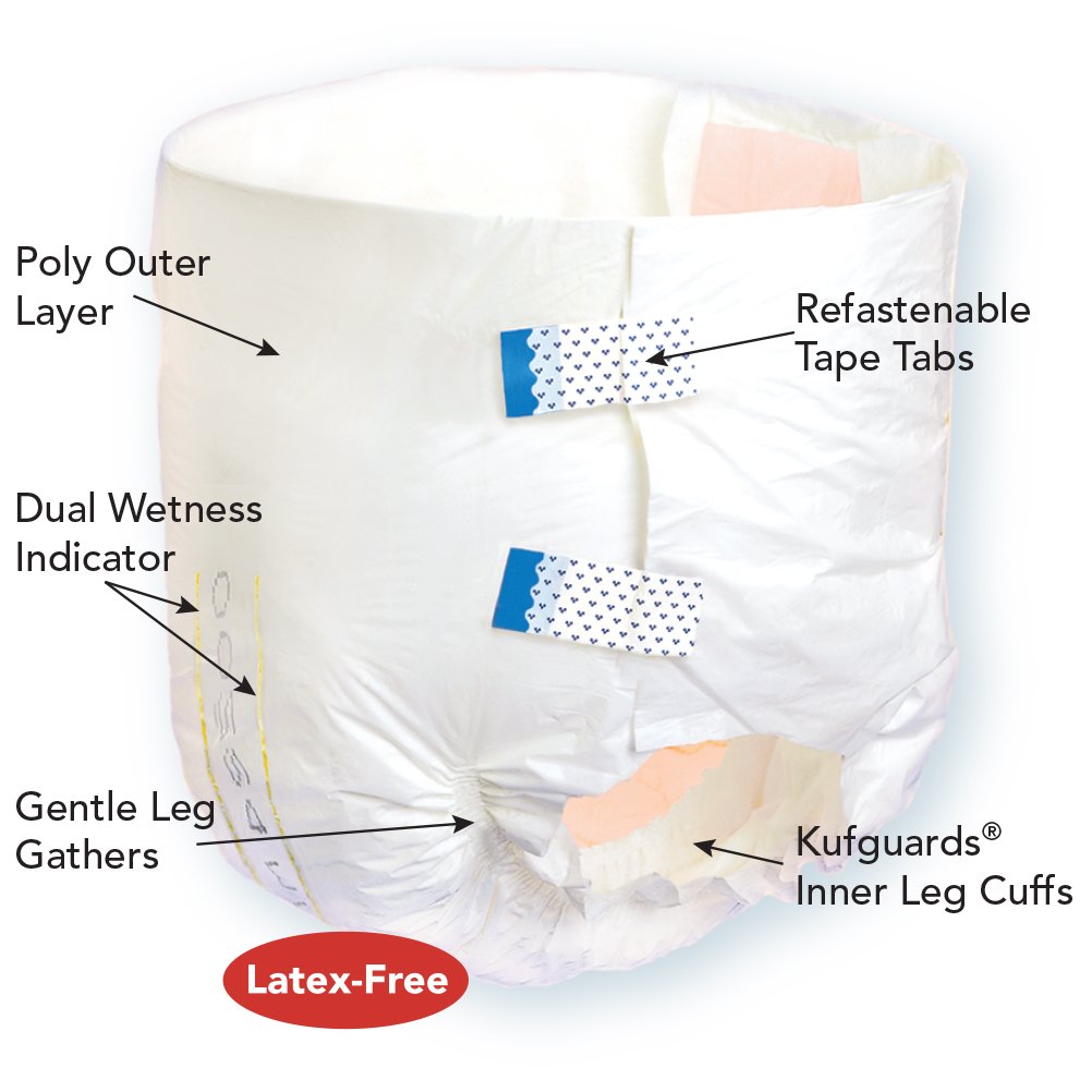 Large Adult Diapers with Tabs, 12 Ct T4044