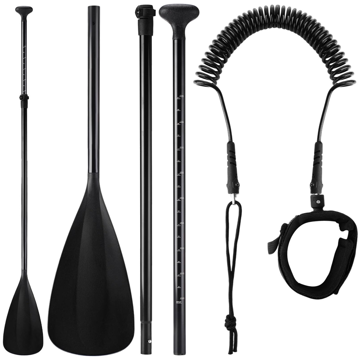 3 Pieces Paddle Board Paddle with Leash Detachable Aluminum Alloy Shaft K285830