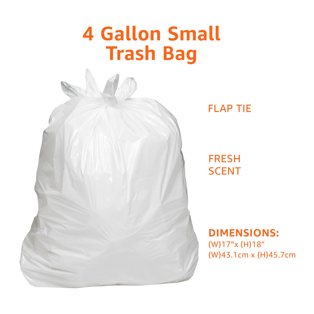 4 Gallon Trash Bags with Flap Ties, Fresh Scent, 80 Count Q1058