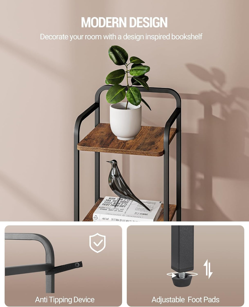 Narrow Industrial Bookcase V920