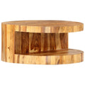 Solid Sheesham Wood Round Coffee Table with Storage Shelf B7986