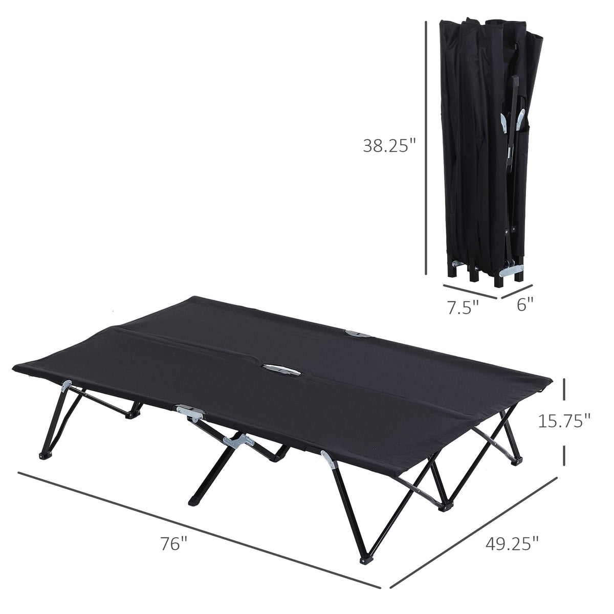 2 Person Folding Camping Cot with Carry Bag, 300 lbs Capacity V334355