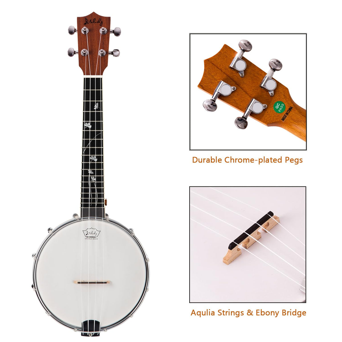 23" Sapele Wood Banjo Ukulele E5129