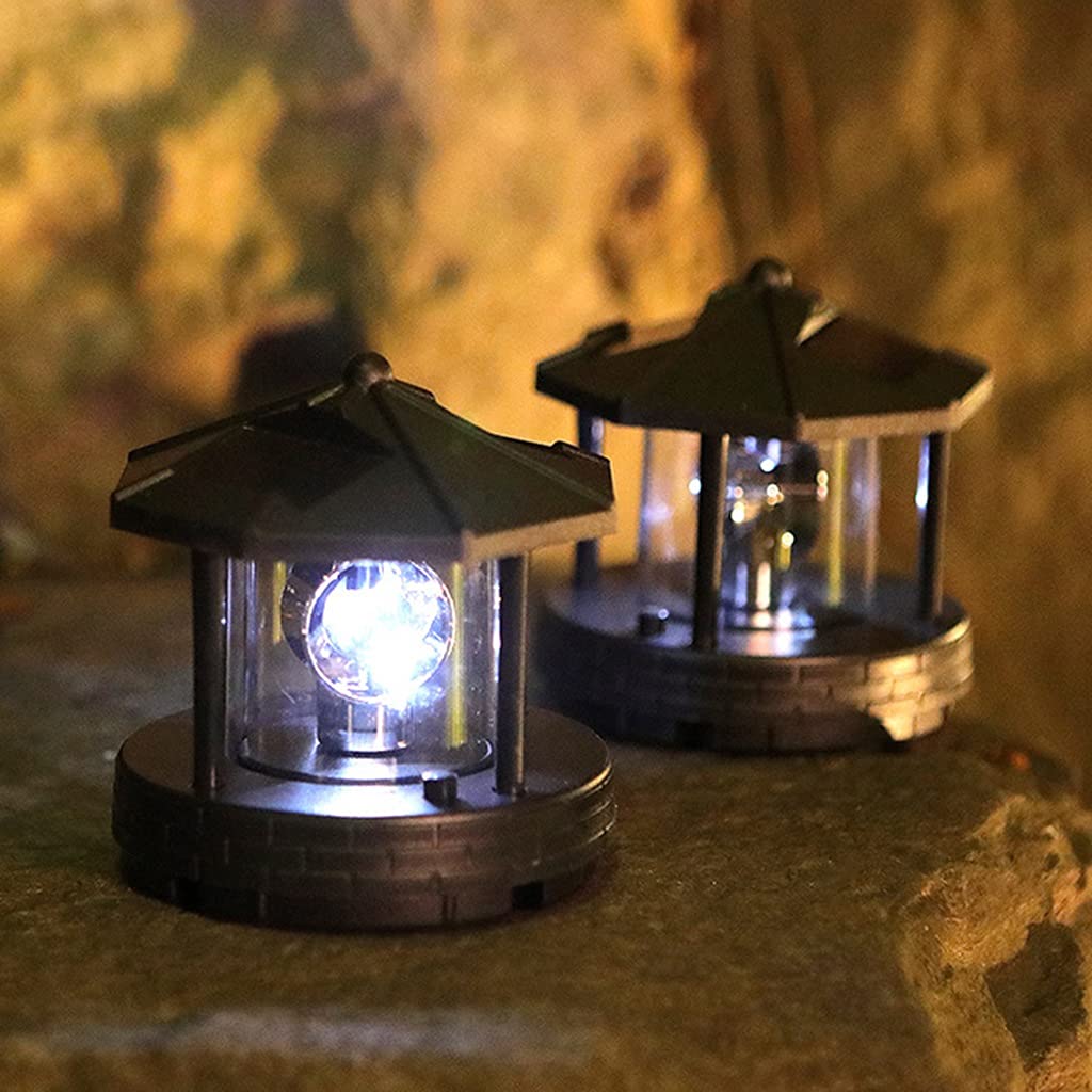 2 Pcs Solar Powered Lighthouse Shape Light D55433